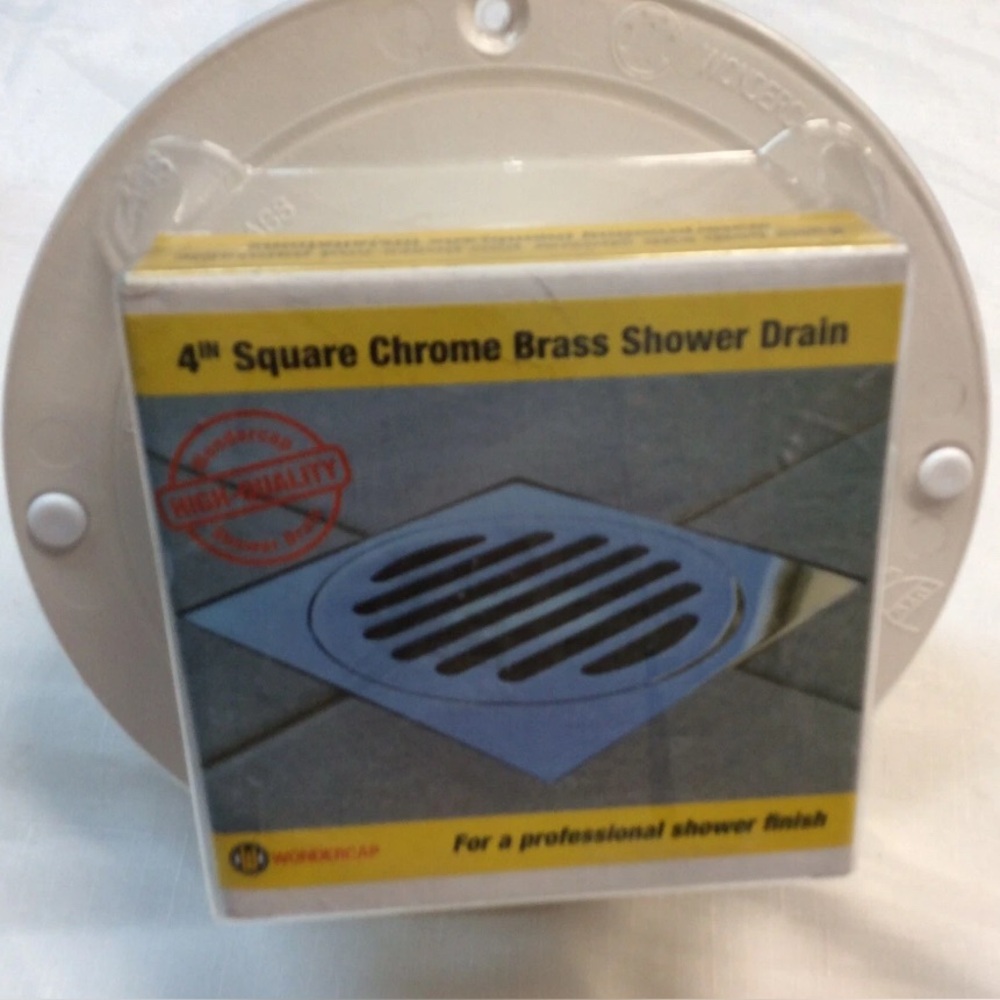 Wondercap 4” All-In-One Shower Drain Kit w/ Square Strainer Chrome Brass